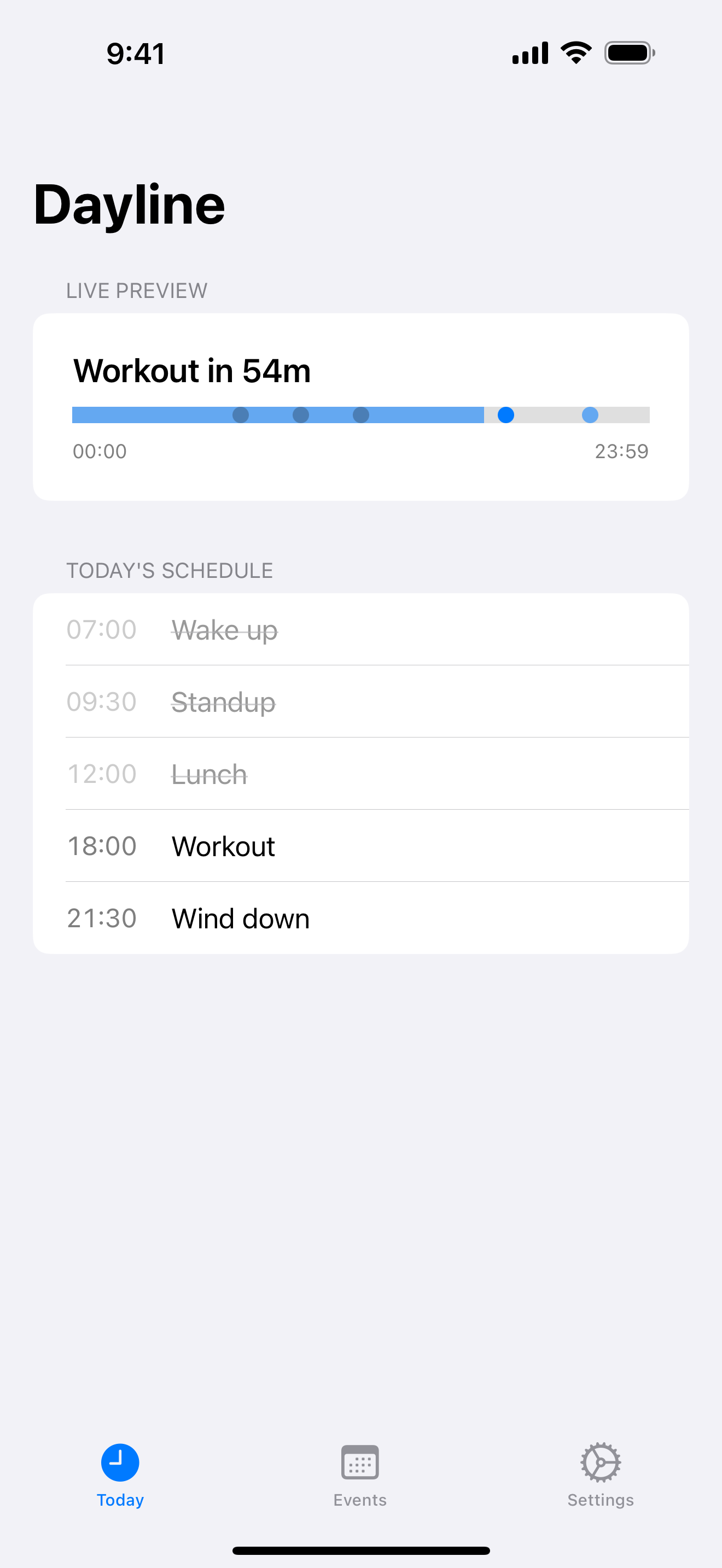 Dayline Today screen